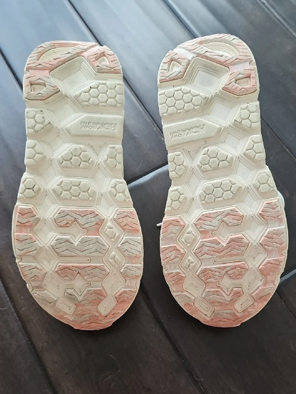 Hoka Women's Cream Athletic Sneakers with Pink/Peach Accents with Floral Details - Picture 8 of 8